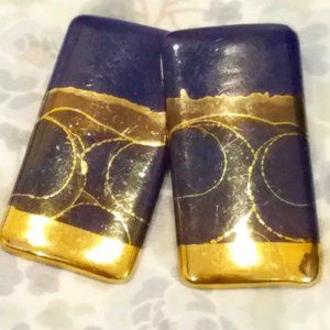 Purple and gold vintage 80's Cloisonné type earrings